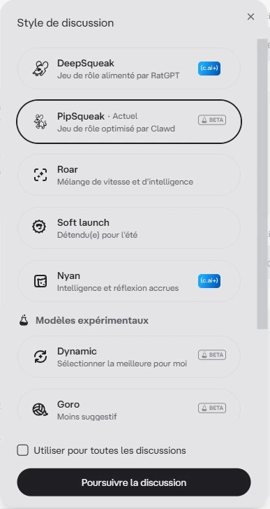 Character AI LLM engine selection