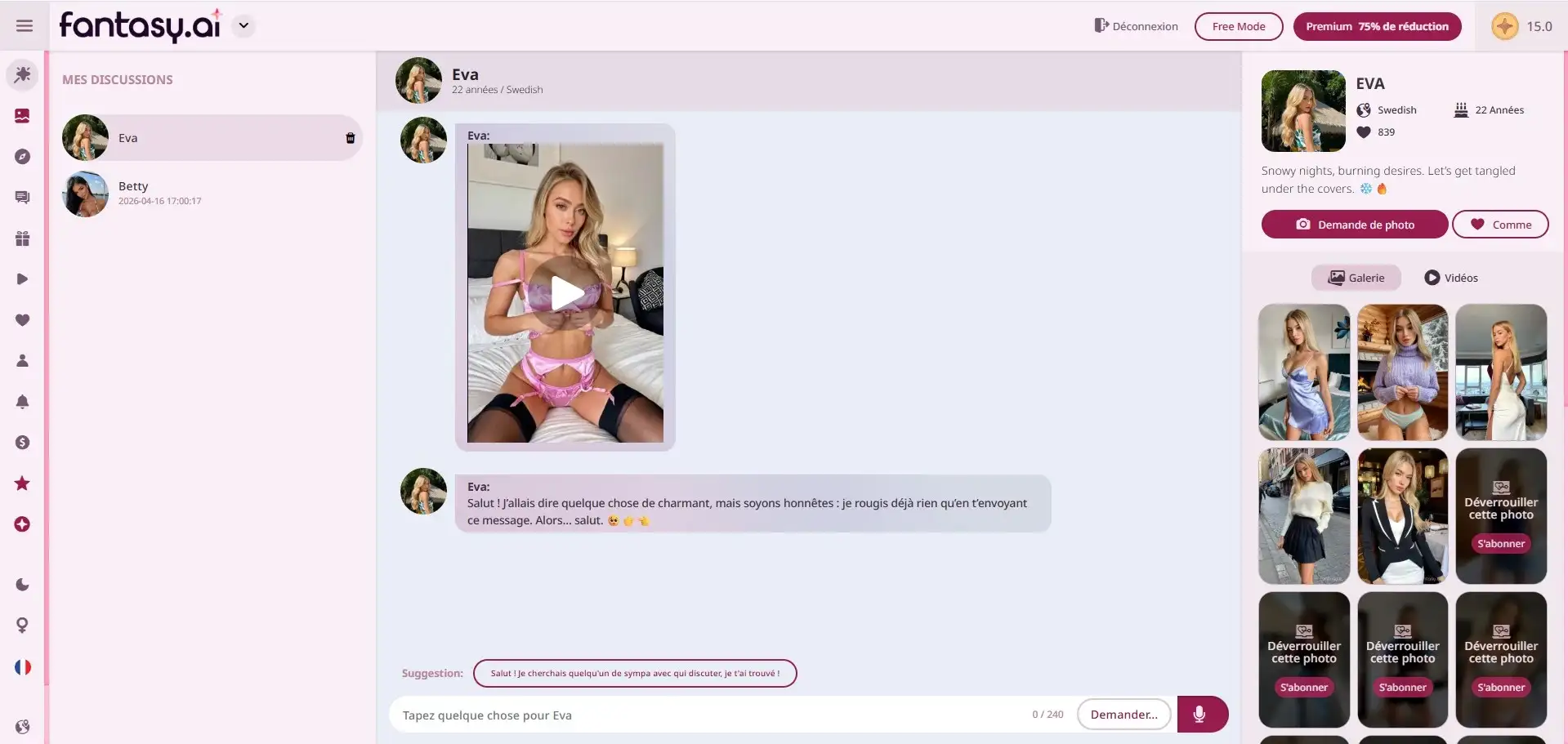 Fantasy AI characters and alluring videos
