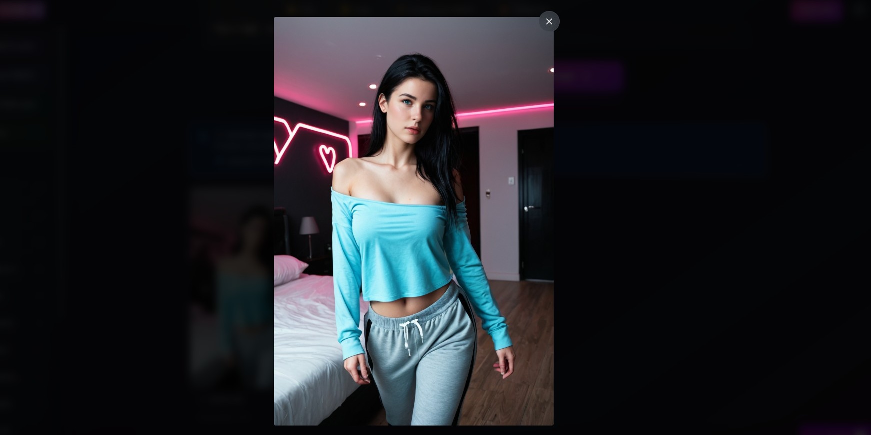 FlirtCam.AI review — example image generated by the character