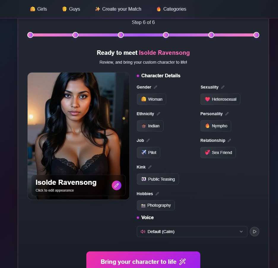 FlirtCam.AI review — behavioral parameter selection
