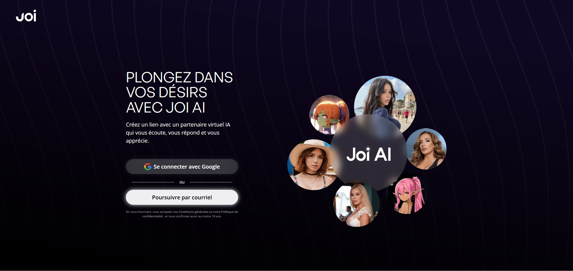 Joi AI landing page