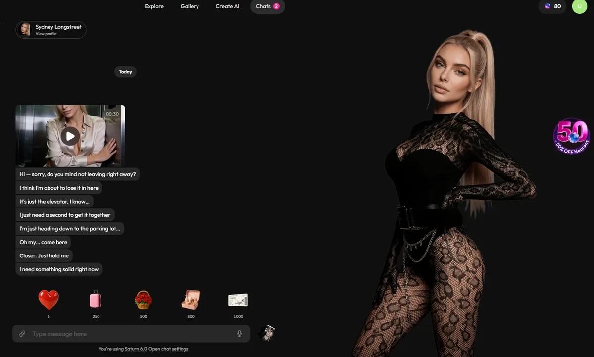 Joi AI review — chat conversation with visual character