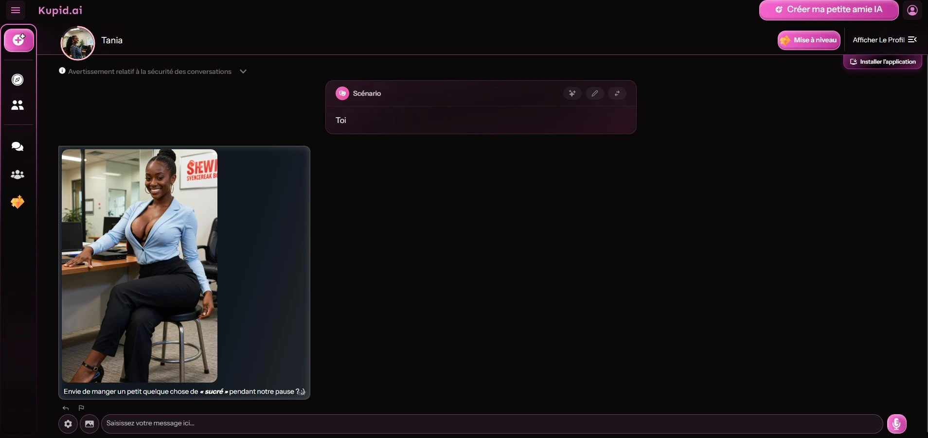 Kupid Tania scheduling a sweet image in chat