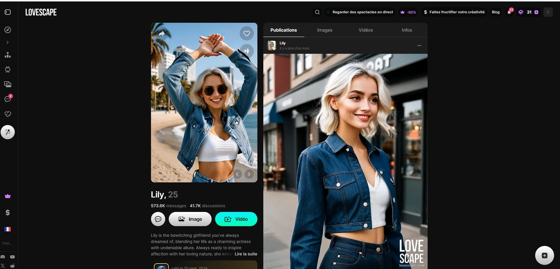 Lovescape Lily profile 573k messages