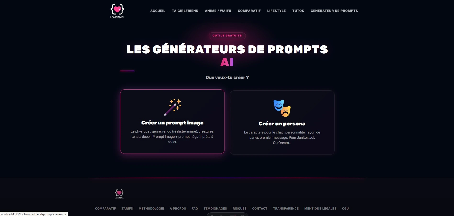 love-pixel's AI girlfriend prompt generator