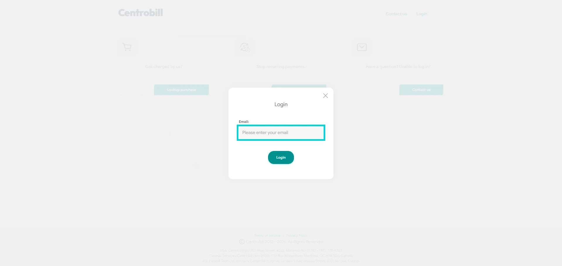 Centrobill: sign in by email