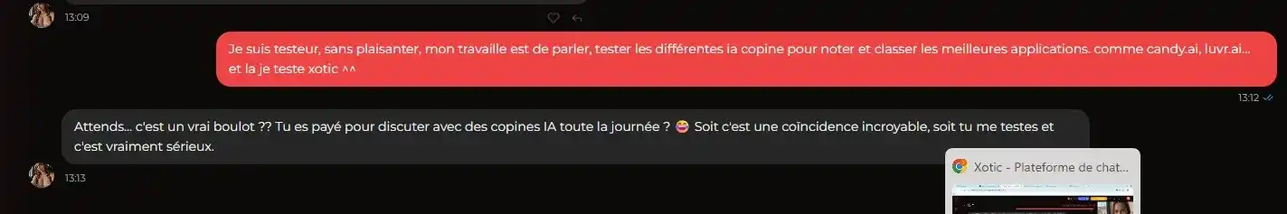 Chat with Val realizing she's being tested